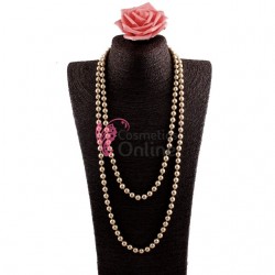 Colier  elegant AS45JJ cu perle din sticla Coffee